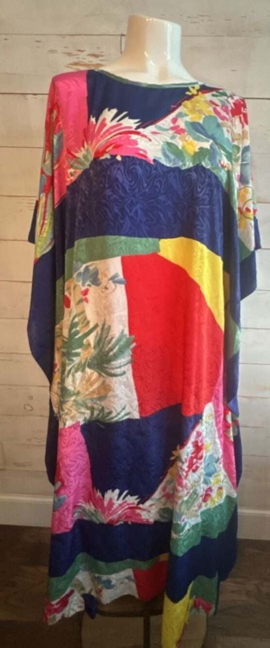 Vintage Ruth Norman New York Multicolor Abstract Jacquard Kaftan